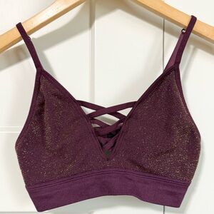 Victoria’s Secret Pink maroon shimmer strappy Bralette size xs